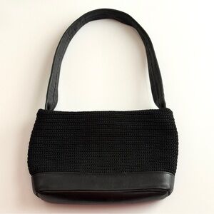 The Sak Black Leather & Tight-weave Handbag - Vintage